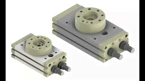 Animation of compact pneumatic rotary actuators 0-180 °