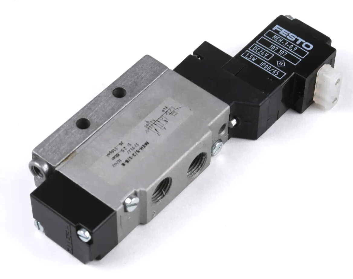 Festo MEH-5/2-1/8-B + MEH-3-0,9 Anschlussblock Magnetventil Pneumatikventil-0