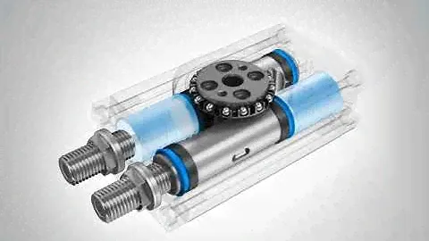 Animation Semi rotary drive with piston DRRD (Siłownik wahadłowy FESTO)