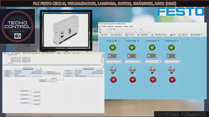 PLC FESTO CECC-D-07, VISUALIZACIÓN, LAMPARA, BOTÓN, IMÁGENES, DATO (HMI)