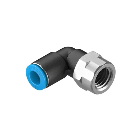 Угловой штуцер с цанговым зажимом и резьбой Festo QSLF-3/8-8-B (10 шт) [153278]-0